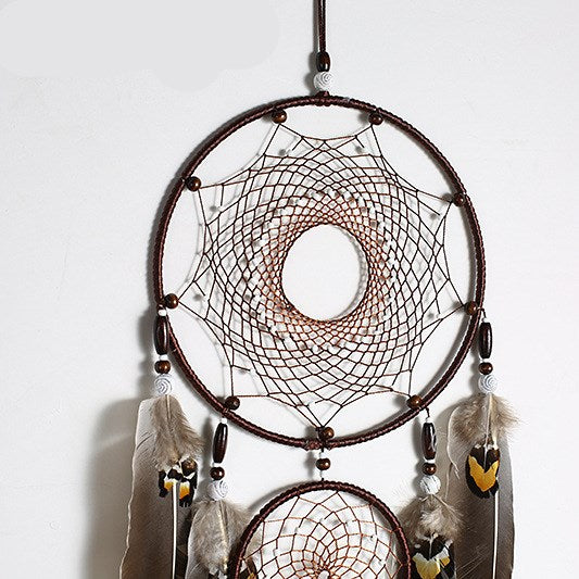 Boho Dreamcatcher Wall Hanging Decor — Handmade Feather Woven Wall Art Bedroom Living Room