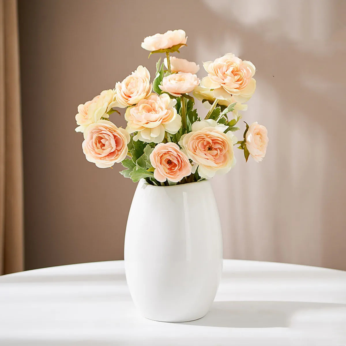Nordic Minimalist White Ceramic Vase — Modern Home Decor Flower Vase Living Room Table Centerpiece