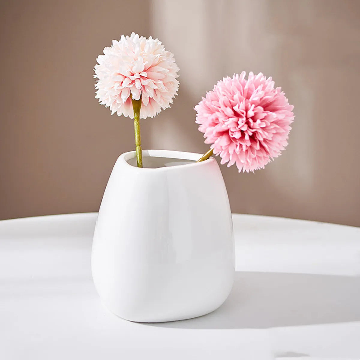 Nordic Minimalist White Ceramic Vase — Modern Home Decor Flower Vase Living Room Table Centerpiece