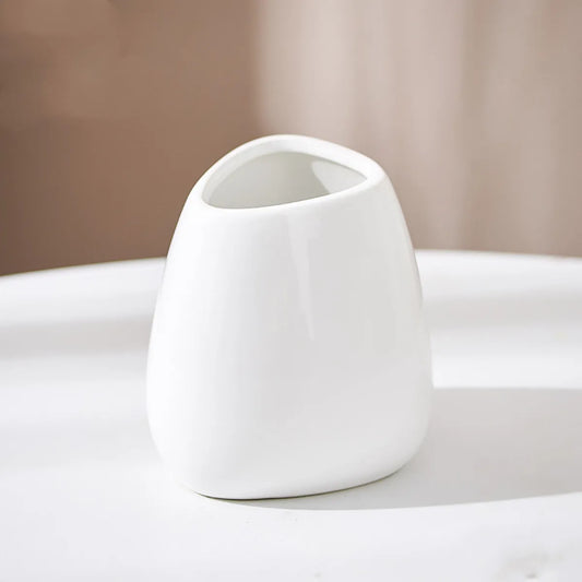 Nordic Minimalist White Ceramic Vase — Modern Home Decor Flower Vase Living Room Table Centerpiece