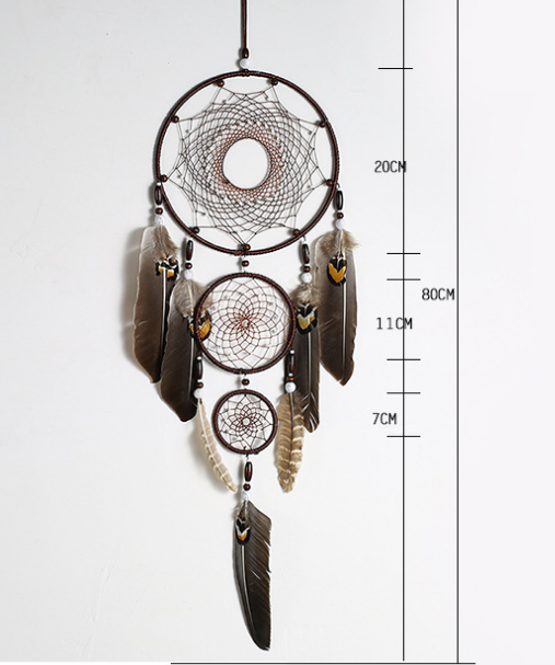 Boho Dreamcatcher Wall Hanging Decor — Handmade Feather Woven Wall Art Bedroom Living Room