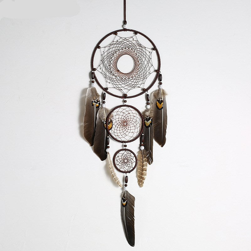 Boho Dreamcatcher Wall Hanging Decor — Handmade Feather Woven Wall Art Bedroom Living Room