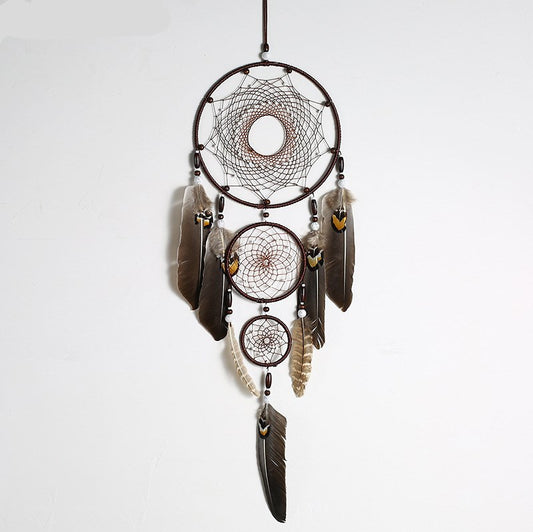 Boho Dreamcatcher Wall Hanging Decor — Handmade Feather Woven Wall Art Bedroom Living Room