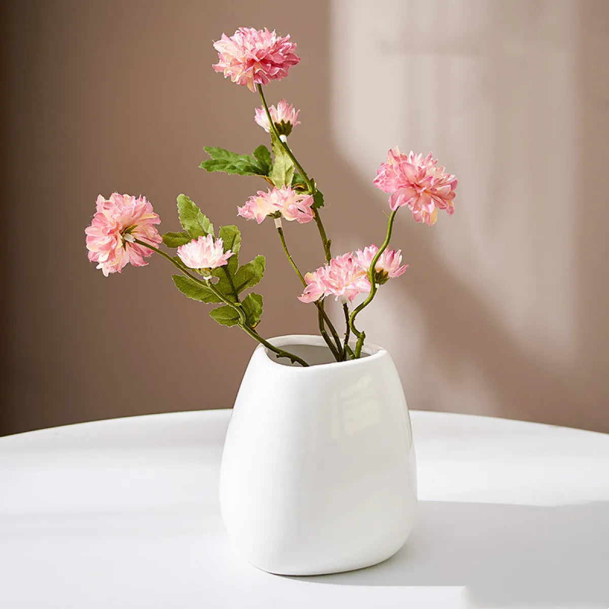 Nordic Minimalist White Ceramic Vase — Modern Home Decor Flower Vase Living Room Table Centerpiece
